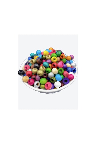10mm Karışık Renkli Tahta,ahşap Boncuk 50gr, 160 Adet Boncuk