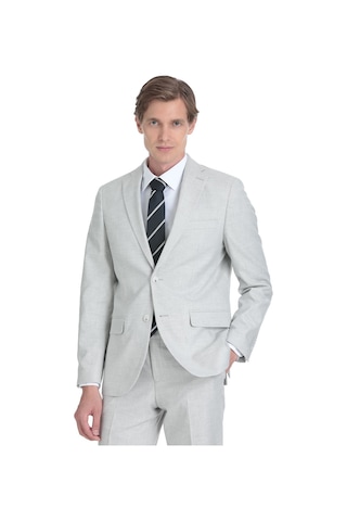 Hatemoğlu Gri Slim Fit Mono Yaka Keten Takım Elbise 36332 Gri