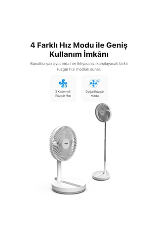 Taşınabilir Şarjlı Vantilatör 24 Saat Kullanım 3 Kademeli 180° Sessiz Ayaklı Katlanabilir Fan X6103