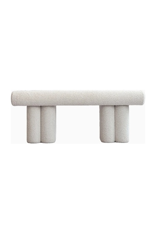 101 Copenhagen Hiro Bouclé Minimalist Tasarım Dekoratif, Kırık Beyaz Bench Dikdörtgen Puflar