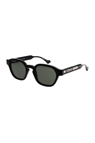 Gucci Gg 1730s 001 50 Erkek Oval Siyah Kemik Güneş Gözlüğü Siyah