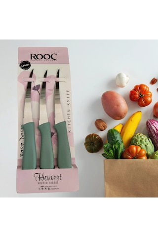Ro Oc Harvest Yeşil Dilimleme Bıçağı Seti 3 Parça Yeşil