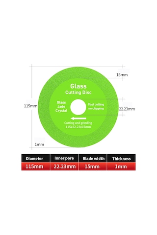 Springsun Cam, Seramik Ve Şişe Kesimi İçin Elmas Kaplı İnce Kesme Diski 115mm, 3 Parça