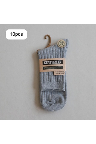 Homyl 10 Çift Erkek Orta Buzağı Çorap Yumuşak Sıcak Gri Gri