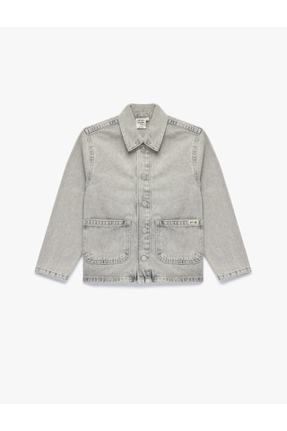 Koton Pamuklucepli Uzun Kollu Klasik Yaka Denim Ceket Gri 6skb20003td Gri