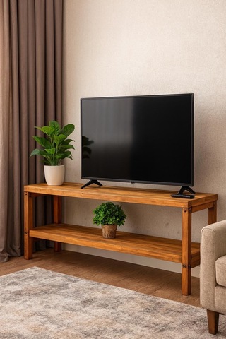 Ahşap Tv Sehpası Tv Ünitesi Tv Stand Eskitme Ceviz Renk Kahverengi