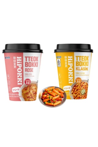 Hipokki Rose Soslu Ve Klasik Soslu Tteokbokki Kore Pirinç Keki 120gr 2'li Set