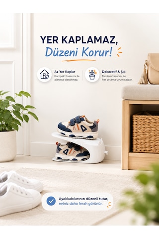 Beylini 2 Adet Çocuk Ayakkabı Rampası Ayakkabı Düzenleyici Raf Organizer Pratik Düzenleyici Şık Dekoratif Beyaz