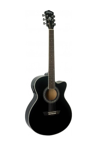 Washburn Ea12b Mini Jumbo Elektro Akustik Gitar - Siyah Profesyonel - Festival Serisi Dar Kasa Mini Jumbo , Ihlamur Gövde, Dahili Preamp Ve Akort Cihazı Ölçüler: 648 Mm Skala Uzunluğu