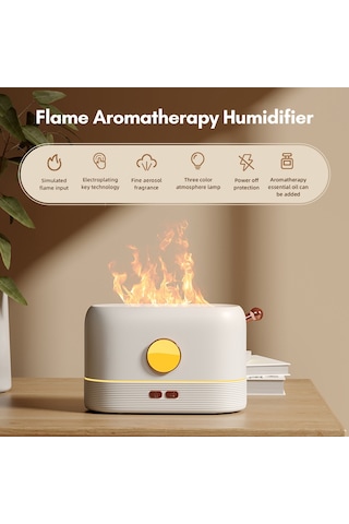 Geeksen Jf801 Yeşil Aroma Umidifikatör: Simülasyon Alev Efekti, 3 Renk Ambiyans Lambası, Usb Besleme, Ultrasonik Atomizasyon