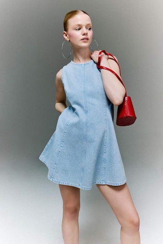 Defacto %100 Pamuk Kolsuz Mini Jean Elbise H6341ax26smnm39 Mavi-nm39