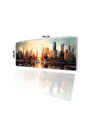Sonictouch Ultragrand Gün Batımı Metropolis Temalı Gamer Oyuncu Xxl Klavye Mouse Pad 40x90cm Mousepad