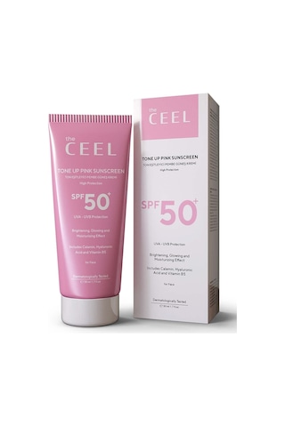The Ceel Leke Karşıtı Ton Eşitleyen Spf 50+ Pembe Renkli Güneş Kremi Glutatyon, Hyaluronik Asit Etkili 50 ml