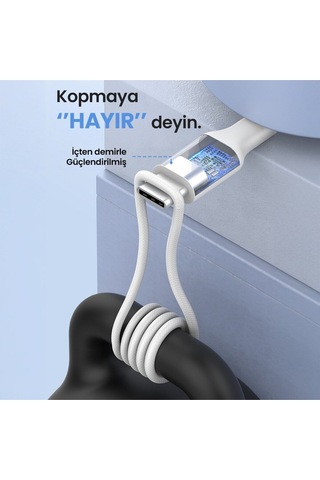 Cab272 3a Type-c To Type-c Pvc Örgü Başlıklı Data Ve Şarj Kablosu - 1 Metre - Dayanıklı