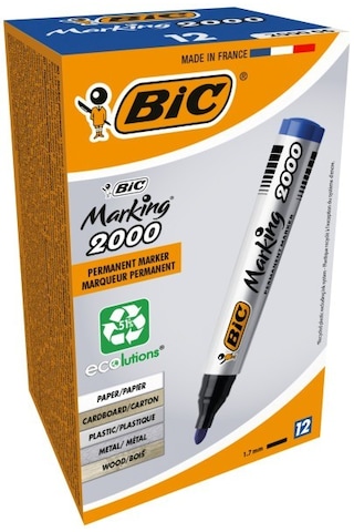 Bic Markör Permanent 1.7 MM Yuvarlak Uçlu Mavi 2000 06 - 12 Adetl Mavi