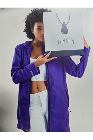 T Rain Pu Raincoat Xl Beden Mor Kadın Yağmurluk Mint