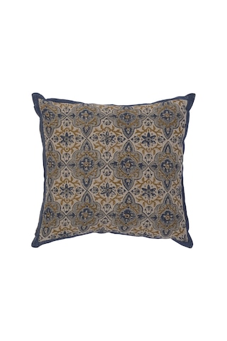 Yargıcı Koyu Bordürlü Keten Pamuk Kare Yastık 50x50 Cm 26knht1010c St