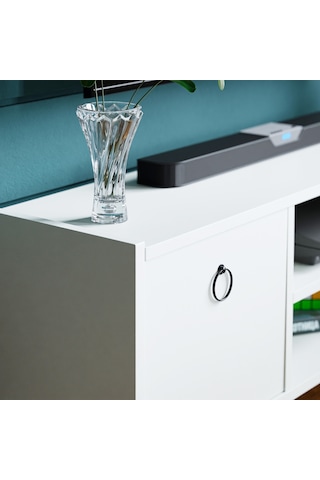 Tv Sehpası Kapaklı Raflı Tv Ünitesi Televizyon Sehpası Beyaz