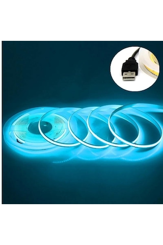 Buz Mavisi Dc 5v Usb Cob Şerit 320leds/m Beyaz/buz Mavisi/pembe/sarı/pembe/kırmızı Esnek Şerit Halat Gece Lambası Tv Arkaplan Led Şerit 1m Buz Mavisi