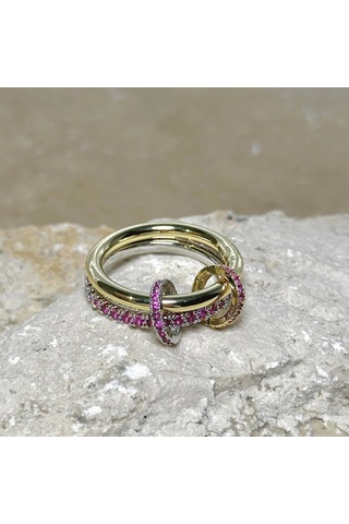 2'li Gold-pembe Yüzük Çok Renkli