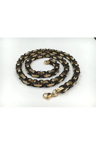 Erkek Çelik Kral Zincir Kolye Kly-75181 Gold - Siyah