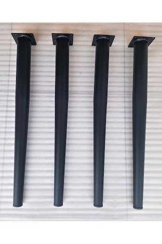 4 Adet-60cm Metal Konik Ayak-masa Ayağı-siyah Renk Çap: 5,1cm
