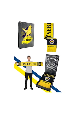 Fenerium Unısex Sarı Lacivert Fenerbahçe Dokuma Atkı Uv Kutu Hediyeli