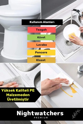 Deluxe Su Geçirmez Sızdırmaz Dayanıklı Lavabo Pvc Yağ Kenar Küf Önleyici 3.2m 1 Adet İzolasyon Bant