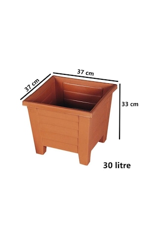 Omnipazar Sy-5848 Dekoratif Plastik Kare Ayaklı Saksı 30 Lt Kiremit 6 Adet 6 Adet