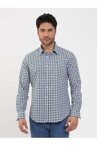 Dufy Yeşil Erkek Slim Fit Puantiyeli Brent Düğmeli Yaka Uzun Kol Gömlek - 104339-yeşil Yeşil