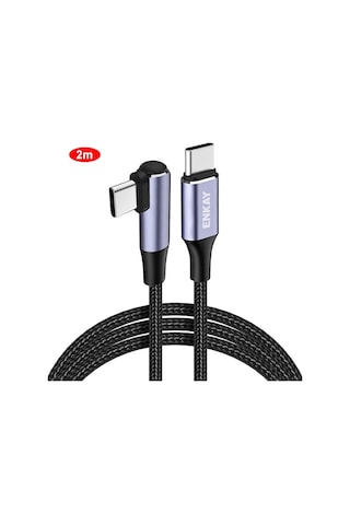 Enkay Pd100w 5a Usb-c / Type-c'den Type-c'e Dirsekli Hızlı Şarj Kablosu E-markerli, Uzunluk: 2m