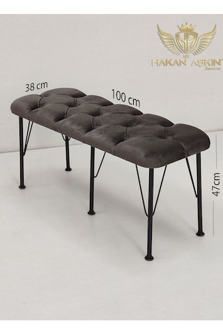 By Hakan Aşkın Metal Ayaklı Babyface Puf & Bench Koyu Füme Baby Face Füme