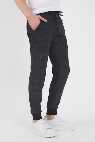 MMetalic Erkek Siyah Içi Polarlı Slim Fit Paça Lastikli Jogger Eşofman Altı 001