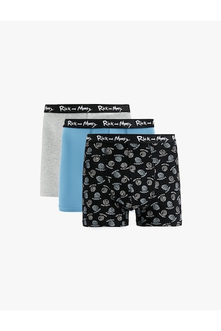 Koton Lisanslı Rick And Morty Baskılı Pamuklu 3'lü Boxer Set Mavi Desenli 6wlm90084mk Mavi Desenli