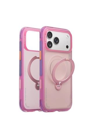 Torras Apple iPhone Uyumlu 17 Pro O Stand Q3 Spin Air Serisi Magsafe Kılıf - Lacivert Pembe