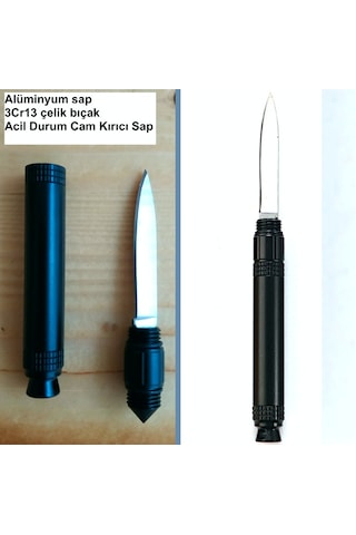 Omeniv Cam Kırıcı Siyah Sap Kamp Çakı Kolye Kamp Bıçak Anahtarlık Outdoor Siyah