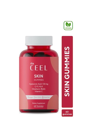 VitaCeel Cilt Vitamini Çiğnenebilir Vegan Gummy, Hyaluronic Acid, Vitamin C, Glutatyon, Q10, Ala, Biotin