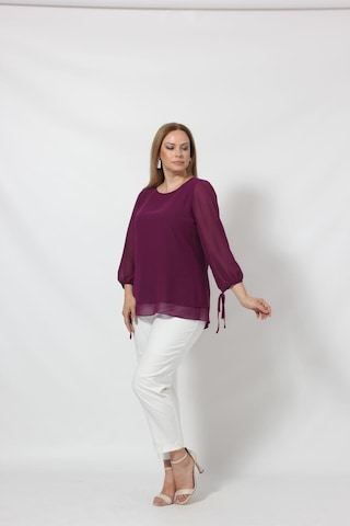 Moda Berray 3243-1 Kol Ucu Bağlama Detaylı Bluz Mürdüm 001