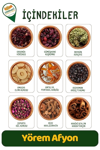Yörem Afyon Yörelerine Özgü Aromatik Huzur Veren 9 Karışımlı Bitki Çayı 65gr.