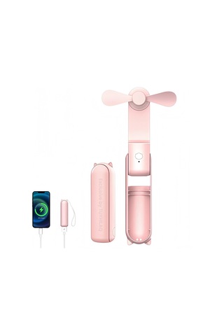 Wezone Pink Mini El Fani, Çift Fonksiyonlu Şarj Cihazı İle, Taşınabilir Ve Katlanabilir, Dış Mekanlar İçin Pratik Pembe