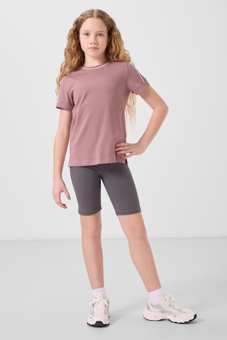 Gül Kurusu Pamuklu O Yaka Standart Fit Basic Kız Çocuk T-shirt - 75177 Gülkurusu