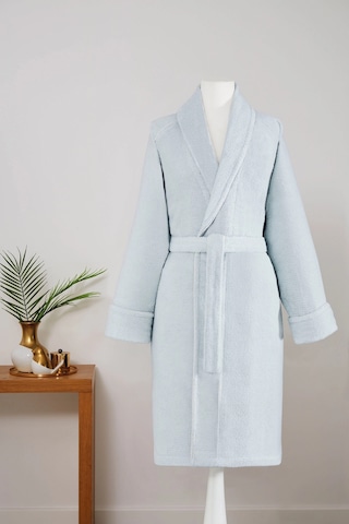 Sadem Organik Pine Şal Yaka Bornoz Açık Mavi