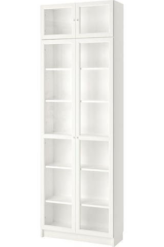 Cam Kapaklı Kitaplık, Beyaz, 80x30x237 Cm Beyaz