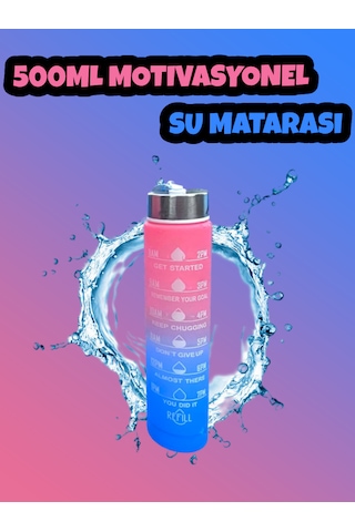 Motivasyonel Su Matarası Pembe Suluk 500ml Spor Salonu Su Şişesi