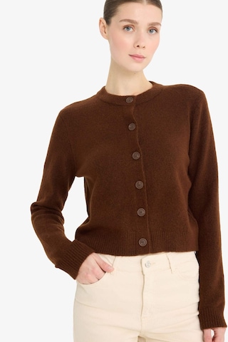 Defacto Regular Fit Bisiklet Yaka Basic Düz Düğmeli Soft Touch Yumuşak Triko Hırka E3654ax25wnbn271 Kahve