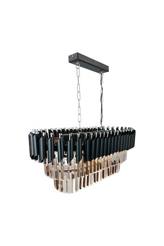 Zamira 75x35 Cm Slver Kristal Taşlı Lüks Yemek Masası Üstü 6'lı Avize - Yatak Odası - Salon - Mutfak - Hol Gümüş