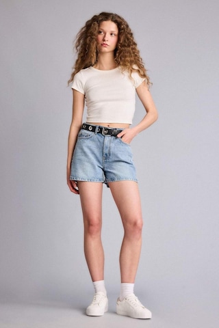 Defacto %100 Pamuk Mom Fıt Yüksek Bel Crop Fit Jean Şort H0638ax26smnm39 Mavi-nm39