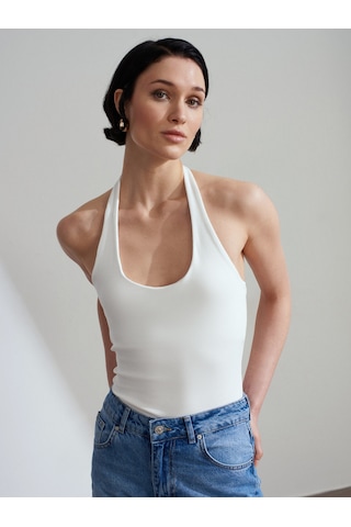 Dilvin 21052 Halter Yaka Top-ekru Ekru