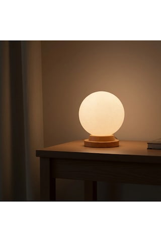 Lijus Dekoratif Aydınlatma Ay Lambası / Ahşap Tabanlı Natural
