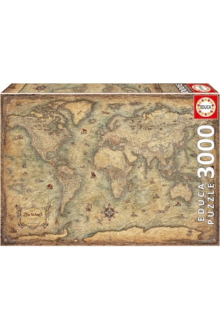 Educa 3000 Parça Dünya Haritası Puzzle - 19567 - Map Of The World